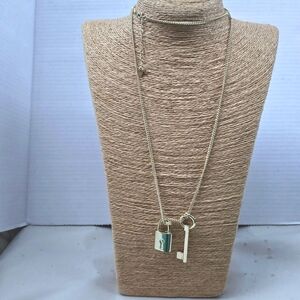 Victoria's Secret Gold-tone Faux Lock & Key Pendant Necklace